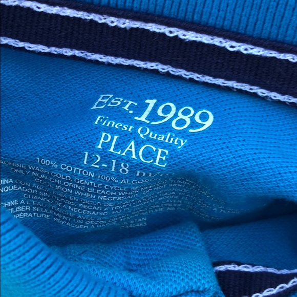 The Children’s Place Polo Type Button Up Shirt Size 12-18m Blue NWOT - Picture 4 of 4